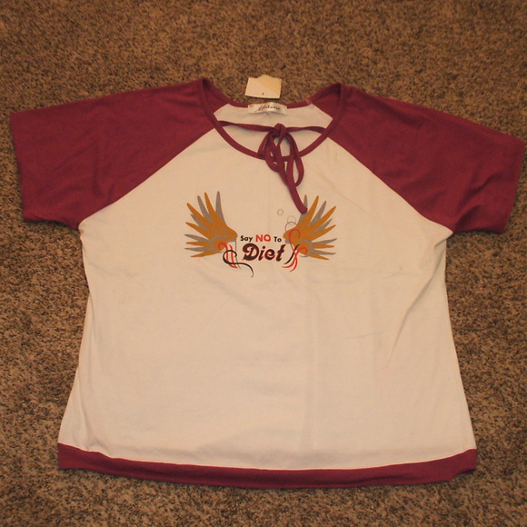Maxine Tops - NEW "Say No To Diet" Raglan Tee Shirt